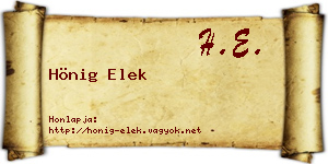Hönig Elek névjegykártya